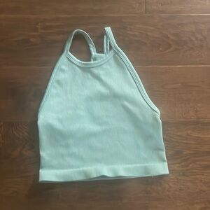 Blue ribbed tan tank top